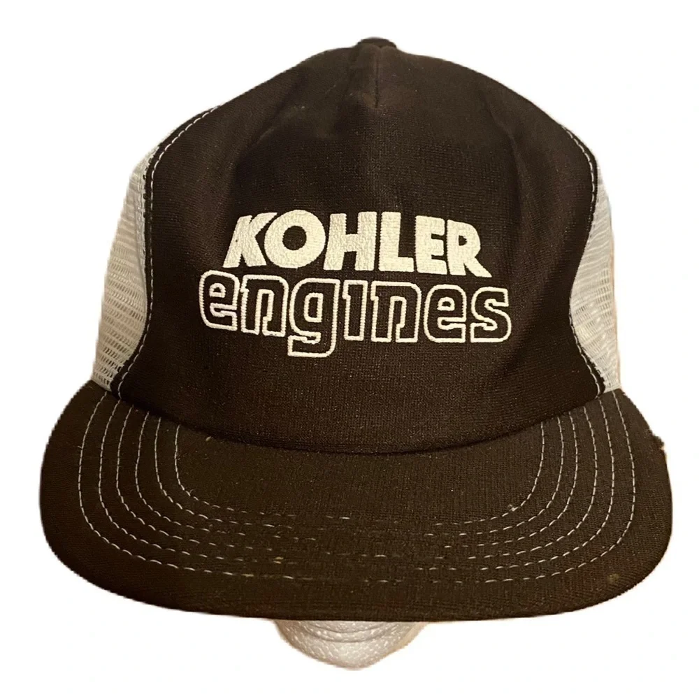 Vintage Kohler Engines Mesh Snap Back Trucker Hat 80s 90s Made in USA Brown